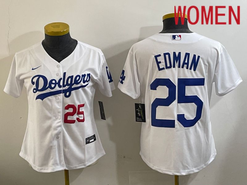 Women Los Angeles Dodgers #25 Edman White Game 2024 Nike MLB Jersey style 11202